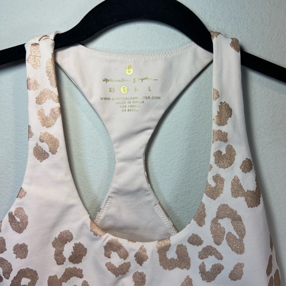 Spiritual Gangster Leopard Print Sports Bra - Cream and Gold - Picture 3 of 13